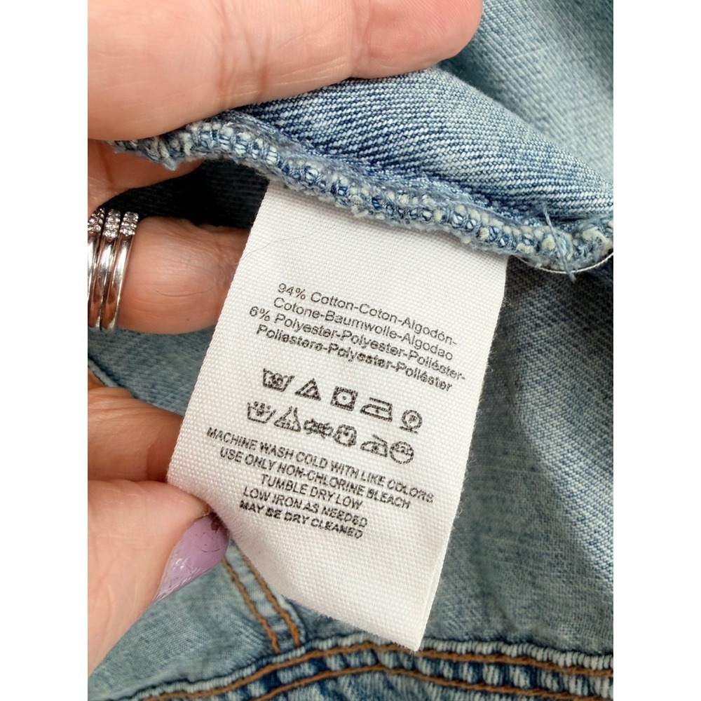 Free People Distressed Denim Jacket Light Wash Blue Womens Size Small - Picture 5 of 13